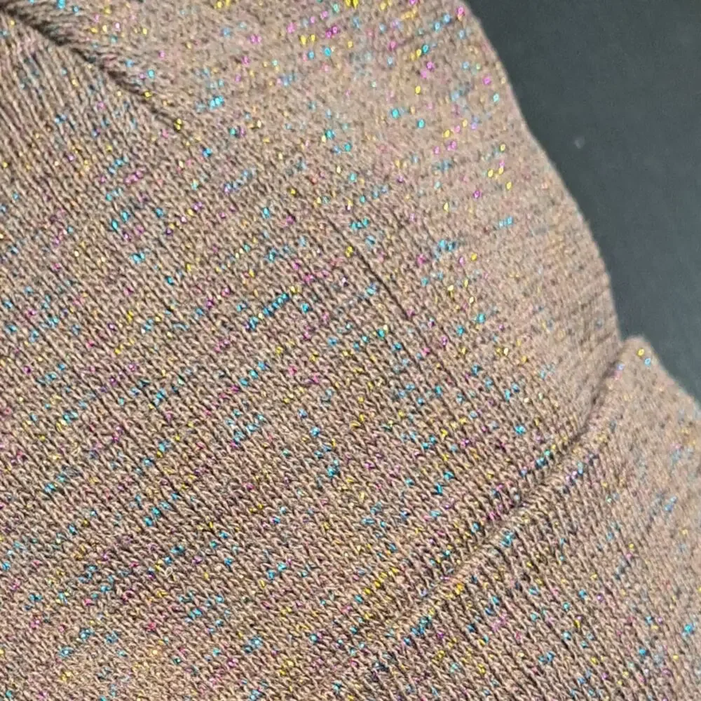 3 Winter Knit Toboggan Beanie Hats Solid Color With Rainbow Sparkle Threads OSFM